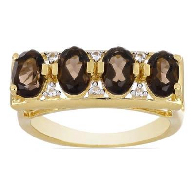 BUY 925 SILVER NATURAL SMOKY MULTI GEMSTONE STYLISH RING